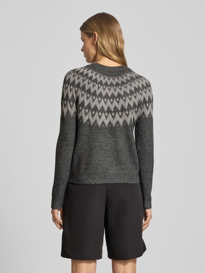 Only Sweter z dzianiny o kroju regular fit ze wzorem norweskim model ‘FRY’ Antracytowy melanż 5