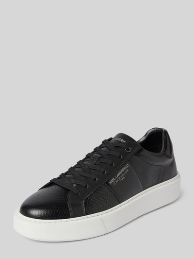 Karl Lagerfeld Leren sneakers met labelprint, model 'MAXI' Zwart - 1