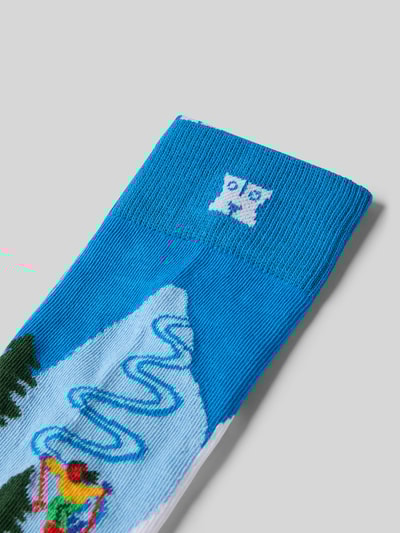 Happy Socks Socken mit Label-Print Modell 'SLALOM' Royal 2