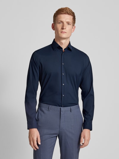 Jake*s Slim fit zakelijk overhemd met stretch Marineblauw - 4