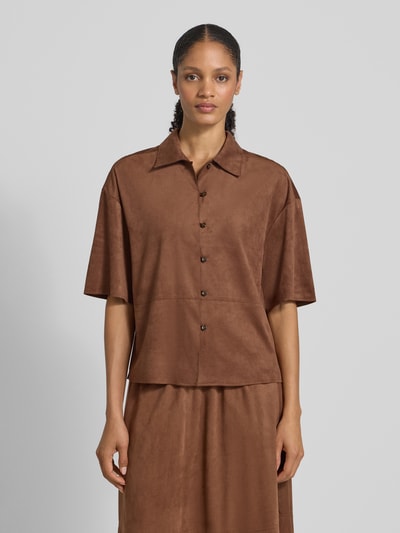 Christian Berg Woman Regular Fit Bluse mit durchgehender Knopfleiste Dunkelbraun 4