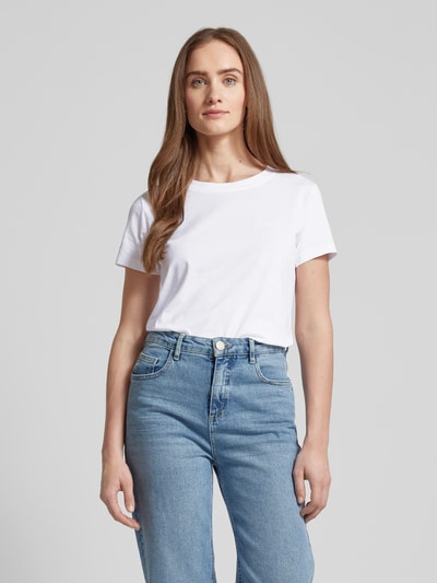 BOSS Orange T-shirt met labelstitching, model 'Esogo' Wit - 4