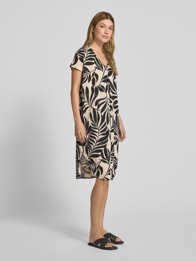 FREE/QUENT Knielanges Kleid mit V-Ausschnitt Modell 'Floi' Black 1