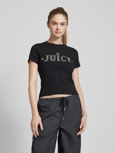 Juicy Couture T-Shirt mit Ziersteinbesatz und Rundhalsausschnitt Black 4