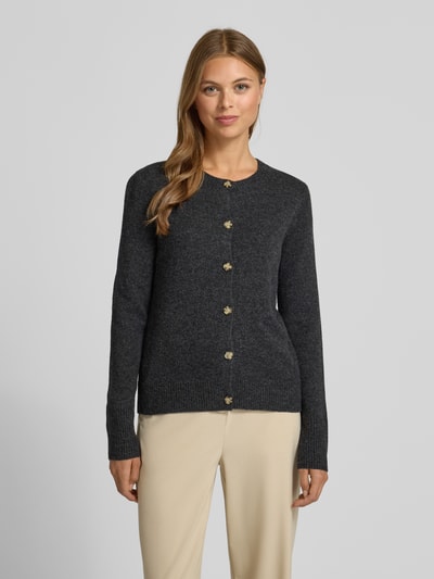 Christian Berg Woman Cardigan mit Rundhalsausschnitt und Knopfverschluss Anthrazit Melange 4