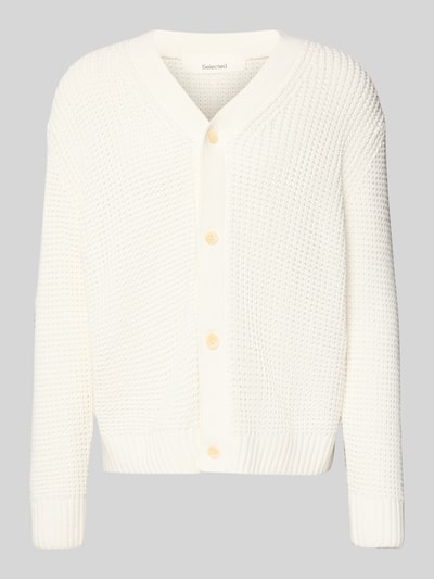 SELECTED HOMME Regular Fit Strickjacke aus reiner Baumwolle Modell 'DERECK' Offwhite 2