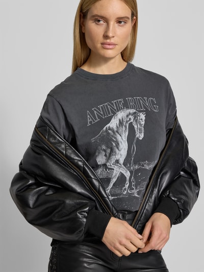 Anine Bing T-Shirt mit Logo-Print Anthrazit 3