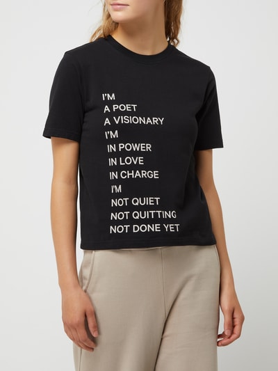 YOUNG POETS SOCIETY Kort T-shirt met tekst, model 'Principles Tannie' Zwart - 4