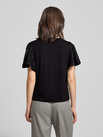 comma T-Shirt mit geripptem Rundhalsausschnitt Black 5