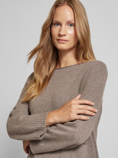 Oui Gebreide pullover met steekzak Taupe - 3