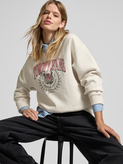 Tommy Jeans Sweatshirt mit Label-Print Offwhite 3