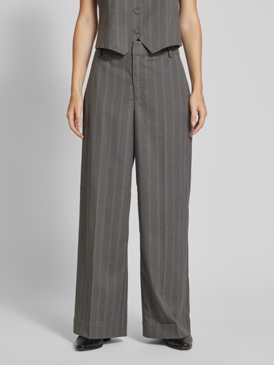 My Essential Wardrobe Wide leg stoffen broek met riemlussen, model 'Tito' Middengrijs - 4