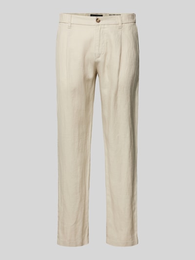 Marc O'Polo Tapered linnen broek met bandplooi, model 'OSBY JOGGER' Beige - 2