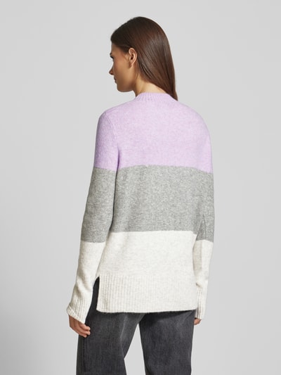 Tom Tailor Denim Regular fit gebreide pullover met katoen en colour-blocking Lila - 5