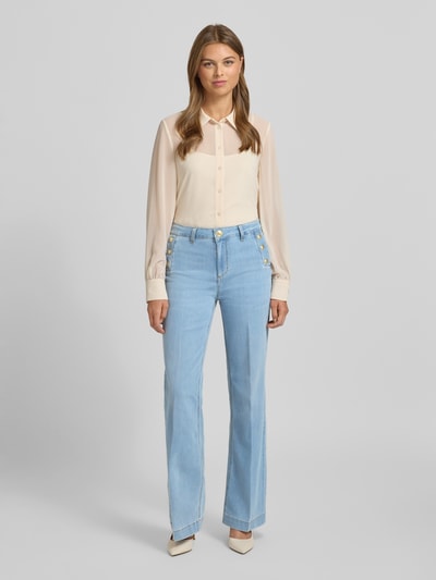 Liu Jo White Flared Jeans mit Eingrifftaschen und Knöpfen Hellblau 1