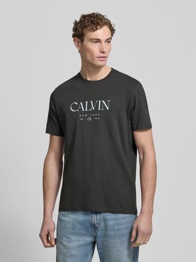 CK Calvin Klein T-Shirt mit Label-Print und Rundhalsausschnitt Black 4