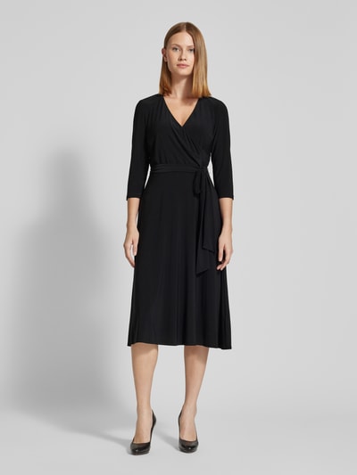 Lauren Ralph Lauren Midikleid mit Bindegürtel Modell 'CARLYNA' Black 4