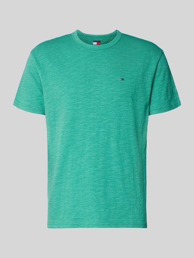 Produktfoto, Regular Fit T-Shirt aus reiner Baumwolle von Tommy Jeans, Optik: Unifarben, Kurzarm, Rundhals, Jersey, Logo-Detail, Farbe Grün