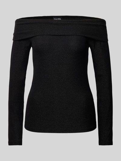 Pieces Slim Fit Langarmshirt mit Glitzer-Effekt und Off-Shoulder-Arm Modell 'SANDRA' Black 2