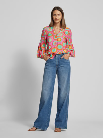 Emily Van den Bergh Blouse van viscose met all-over motief Felroze - 1