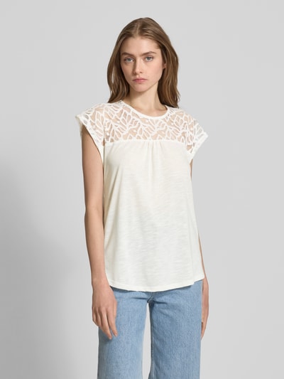 Only Regular Fit Top mit Spitzen-Detail Modell 'SINDY' Weiss 4