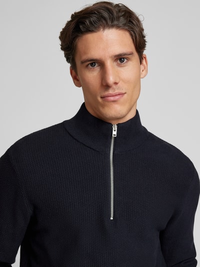 Casual Friday Gebreide pullover met schipperskraag, model 'Karl' Marineblauw - 3