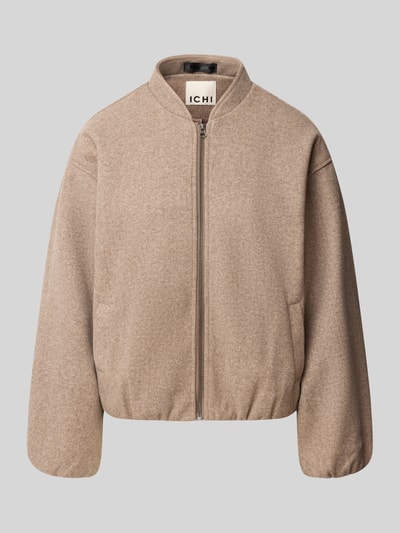 Produktfoto, Jacke mit Stehkragen und Reißverschluss Modell 'JANNET' von ICHI, sandfarben, strukturierte Oberfläche, Eingrifftaschen, Regular Fit