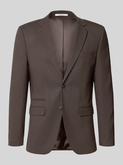 Produktfoto, dunkelbraunes Slim Fit Sakko mit Woll-Anteil Modell 'SLIM-NEIL' von Selected, glatte Struktur, dezente Nähte