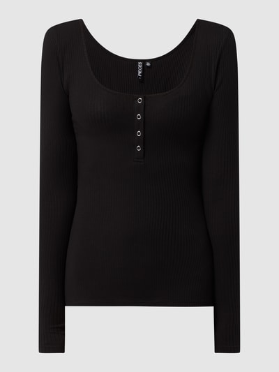 Pieces Serafino-Shirt mit Stretch-Anteil  Black 2