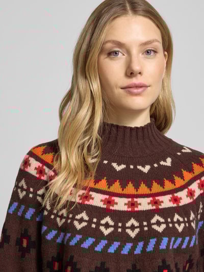 Weekend Max Mara Sweter o kroju regular fit z dzianiny z czystej, żywej wełny model ‘HARDY’ Ciemnobrązowy 3