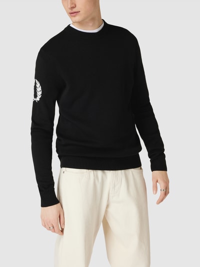 Fred Perry Gebreide pullover met labeldetail, model 'Laurel' Zwart - 4