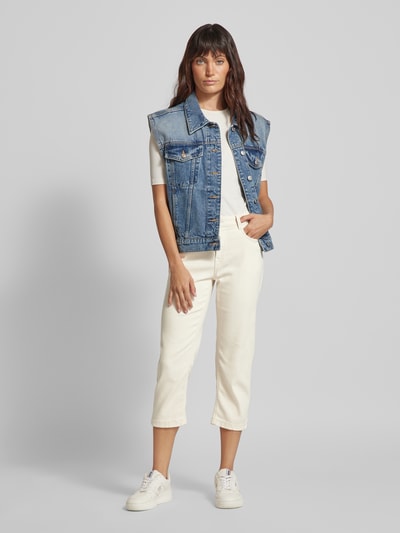 Fransa Regular fit capribroek in 5-pocketmodel, model 'Luxe' Offwhite - 1