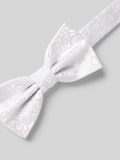 Produktfoto, Fliege und Einstecktuch im Set aus reiner Seide von Prince Bowtie in klassischer Form, silbergrau mit dezentem Muster, Herren Accessoire, verstellbare Kragenweite.