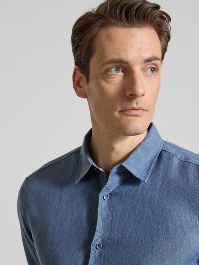 OLYMP Level 5 casual fit vrijetijdshemd van linnen Donkerblauw - 3