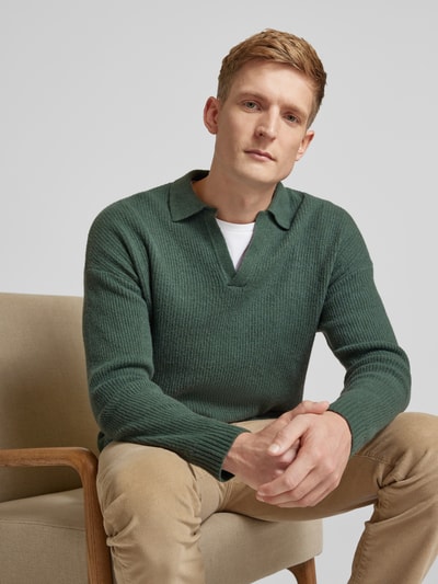 Drykorn Gebreide pullover met ribboorden, model 'RUSTINO' Olijfgroen - 3