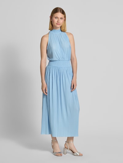 Samsøe Samsøe Midikleid mit Stehkragen und elastischem Taillenband Modell 'UMA' Hellblau 1