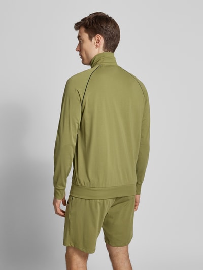 BOSS Sweatjack met labelstitching, model 'Mix&Match' Olijfgroen - 5