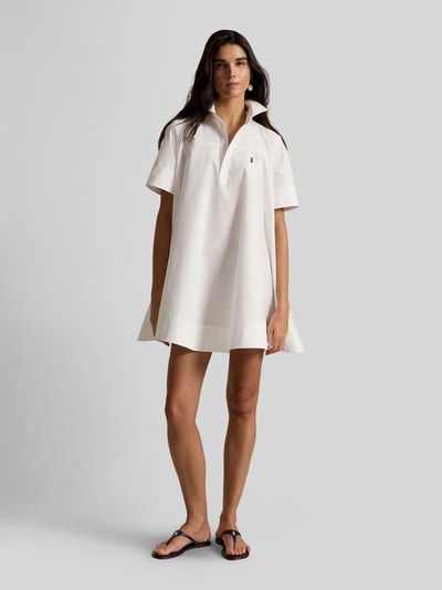 Polo Ralph Lauren Ausgestelltes Kleid aus reiner Baumwolle mit Logo-Stitching Weiss 4