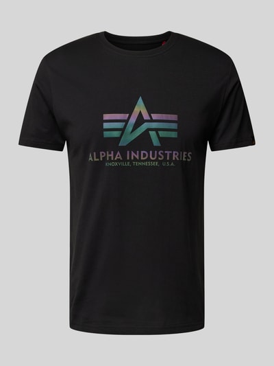 Alpha Industries T-Shirt mit Label-Print Modell 'Rainbow' Black 2