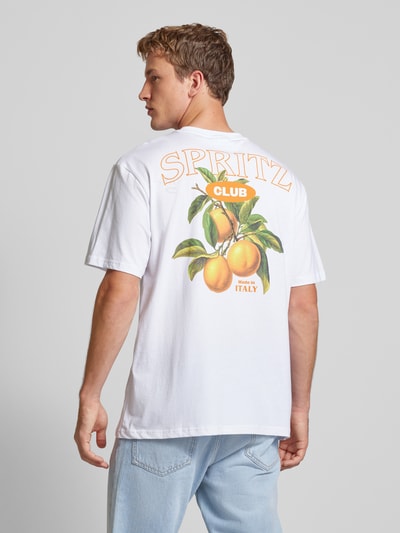 ONLY & SONS T-Shirt mit geripptem Rundhalsausschnitt Modell 'SPRITZ' Weiss 5