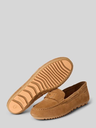 Tamaris Loafers aus Leder mit Label-Details Cognac 4