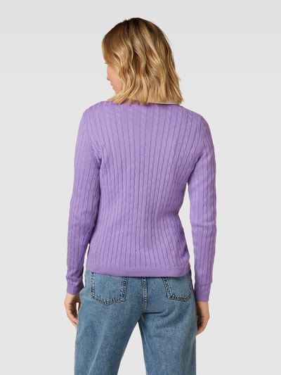 Montego Strickpullover mit Zopfmuster Violett 5