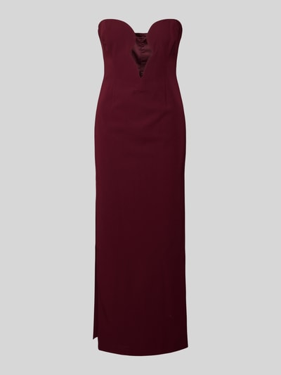 Productfoto, Midikleid im Off-Shoulder-Look Modell 'ELENI' van Bardot, bordeauxrood, materiaal-mix met stretch, rechte snit, zij-split, cut out, rugsluiting