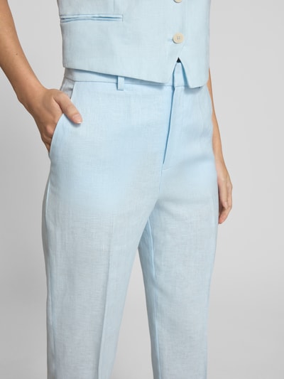 Mango Slim Fit Leinenhose mit Bügelfalten Modell 'BORELI' Hellblau 3
