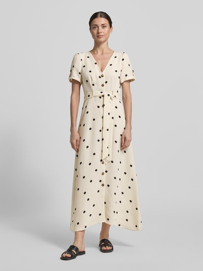 VERO MODA Getailleerde vrijetijdsjurk met all-over motief model 'JOAN' Beige gemêleerd - 4
