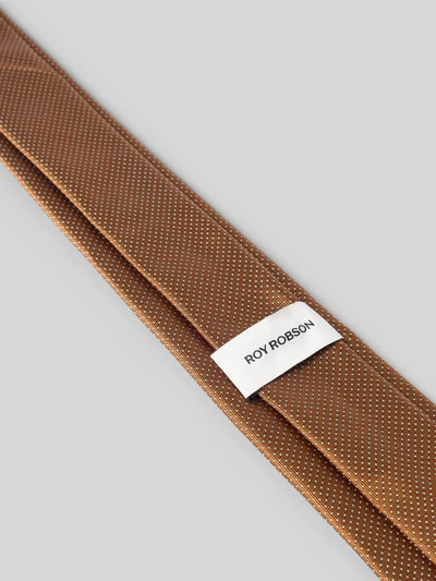 Produktfoto, Seidenkrawatte aus reiner Seide (6 cm) von ROY ROBSON in Braun mit feinem Struktur-Muster, Label-Detail, klassische Passform.