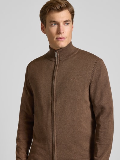 Tom Tailor Regular Fit Strickjacke aus reiner Baumwolle Mittelbraun Mel 3