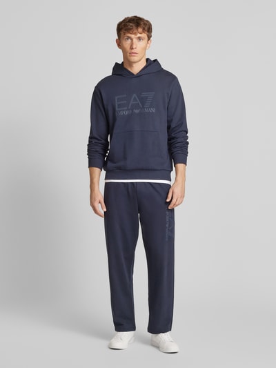 EA7 Emporio Armani Hoodie met labelprint Marineblauw - 1