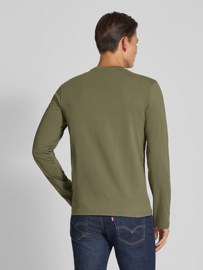 Napapijri Shirt met lange mouwen en logostitching, model 'Salis' Olijfgroen - 5