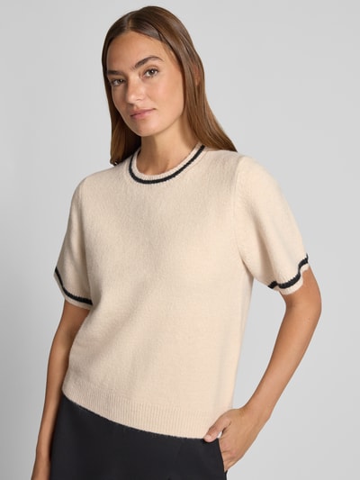 Neo Noir Bluzka z dzianiny z okrągłym dekoltem model ‘MAWINA’ Beżowy 3